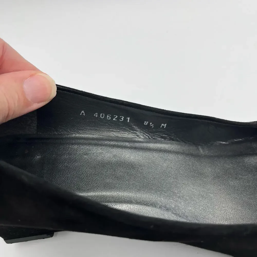 Stuart Weitzman Women's Black Suede Closed Toe Wedge Pumps Size 8 1/2 M